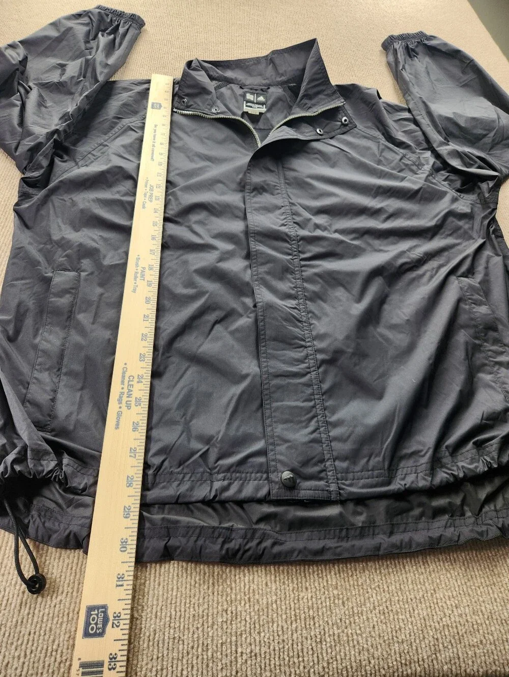 adidas Men's L Full-Zip ClimaShell Windbreaker Rain Jacket Black Stand-Up Collar